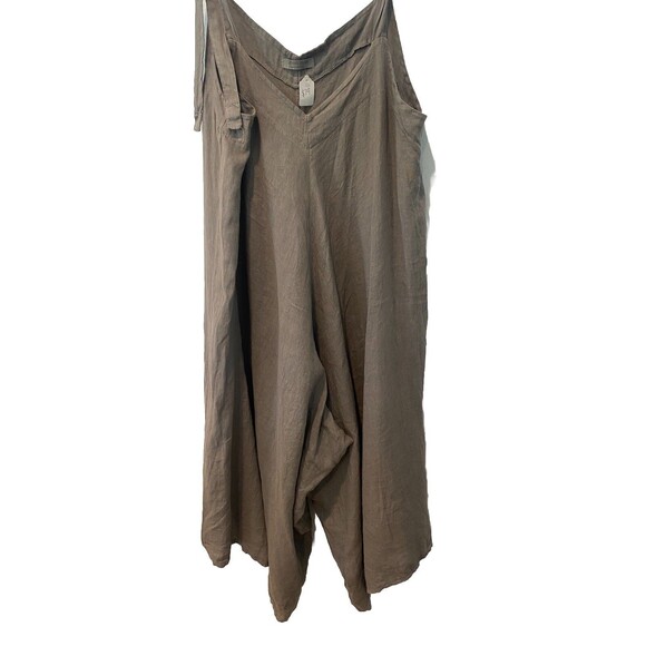 CATWALK STUDIO Gray Linen Tied Straps LAGENLOOK Minimalist Harem Jumpsuit O/S - Picture 10 of 13
